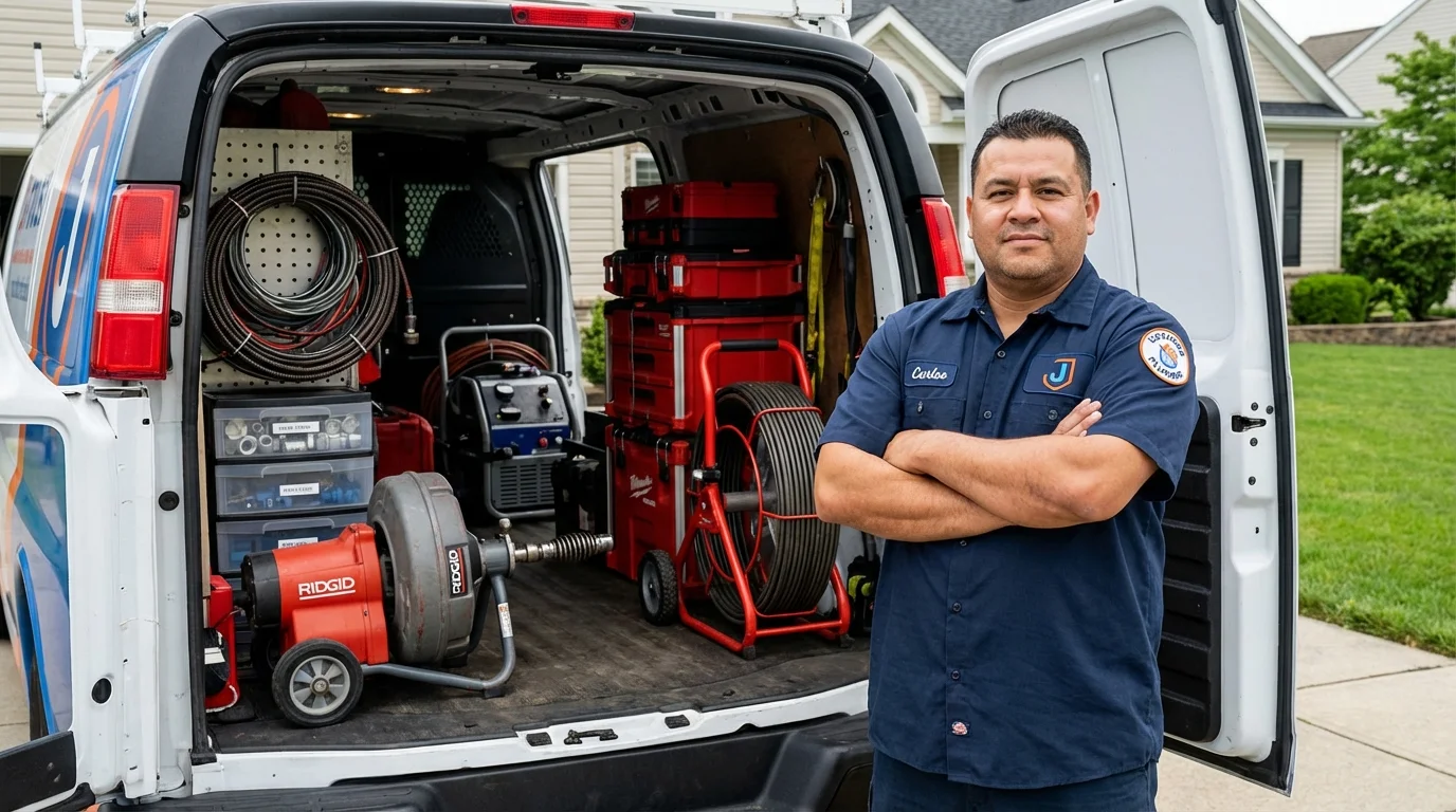 Professional drain cleaning equipment and Johns Plumbing LLC plumber in Mamaroneck