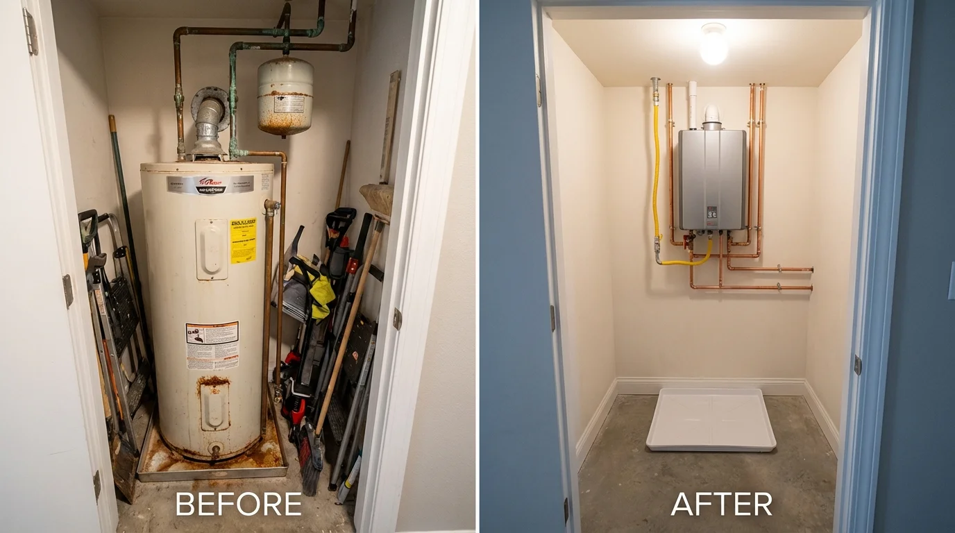 Tank water heater versus wall-mounted tankless unit comparison for Mamaroneck, NY homeowners